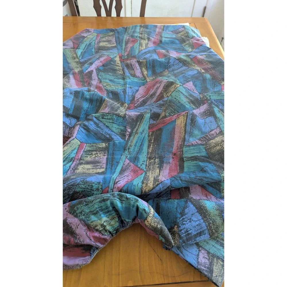 Vintage‎ 90s Abstract Geometric Queen Sheet Set Blue Purple Retro Memphis Design